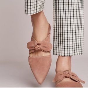 Blush knotted suede mules